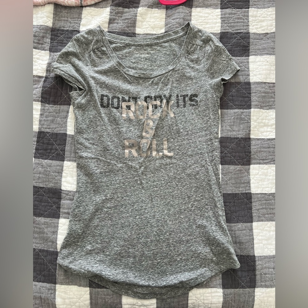 Don’t Cry It’s Rock & Roll American Eagle Grey Shirt